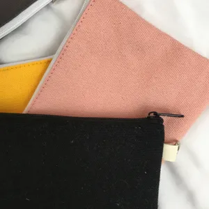 Einfarbiges DIY blanko Leinwand Reißverschluss Etui, buntes Kosmetiktäschchen und Geldbörse.