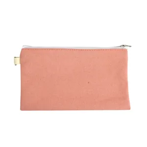 Einfarbige Canvas Reißverschlusstasche minimalistische Kosmetiktasche süßes Federmäppchen neu