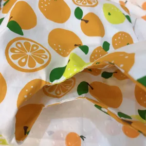 Cute Japanese style fruit print canvas handbag detail, casual daily small tote bag for women.
