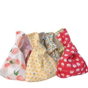 Japanischer Stoff Knoten Handgelenk Tasche niedlich Blumen Print Handtasche Beutel Damen