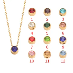 Perline con Foro per Pietra Natale in Acciaio Inossidabile Accessori per Gioielli Fai da Te Perline Distanziatrici in Zirconia Cubica Rotonda per Creazione Gioielli Donna