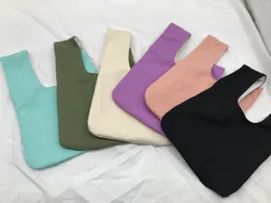 Japanischer Canvas Handgelenkbeutel Handtasche, minimalistische Freizeittasche für Damen