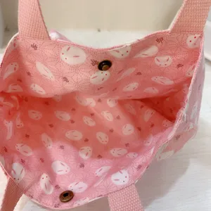 Japanischer stil süße rosa segeltuch tragetasche mit kaninchen muster, mini brotzeit tasche.