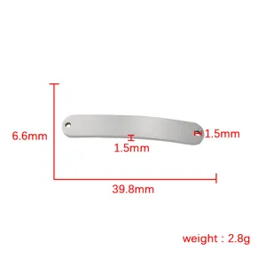 Stainless Steel Curved Blank Stamping Tag DIY Connector Double Hole Pendant Jewelry Making