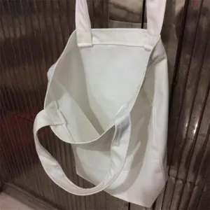 Plain white canvas tote bag, 12oz DIY blank shopping bag with dual handles for daily use.