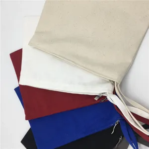 Unifarbene Segeltuch Reißverschluss Tasche Baumwolle Make-up Kosmetiktasche DIY Etui