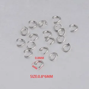 Stainless steel open jump rings 0.8x6mm for DIY jewelry making and necklace crafts supply.