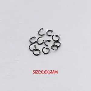 Black stainless steel open jump rings 0.8x6mm DIY necklace jewelry making findings 100pcs