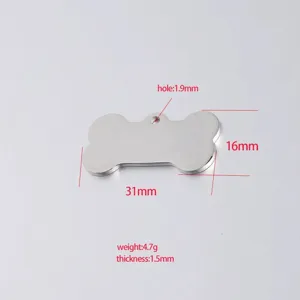 Pendentif Plaque d'Identité Chien Os en Acier Inoxydable Gravure Personnalisée