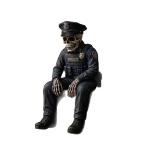 Halloween resin skeleton police officer figurine desktop decoration creative holiday gift
