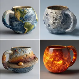 Resin Planetary Mug Creative Celestial Coffee Cup Earth Moon Saturn Sun Design Drinkware Desktop Decor Gift