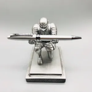 Knight pen holder desk ornament, armor hero stationery stand, creative desktop gift for office.