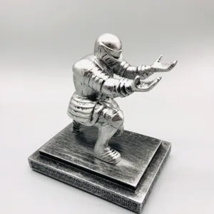 Creative medieval knight pen holder, silver armor desk ornament stationery stand gift.