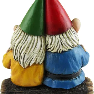 Mignonne figurine de couple de nains de jardin en résine décoration extérieure chapeaux rouge vert