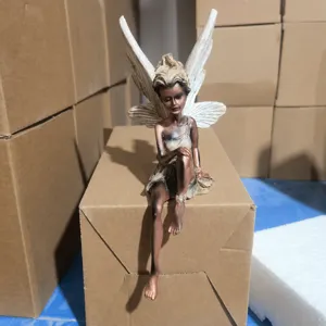 Resin flower fairy figurine garden ornament home decor butterfly wings craft sculpture gift