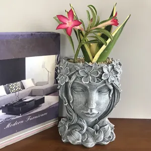 Resin succulent goddess flower pot creative Nordic art sculpture home garden desktop decor