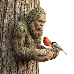 Ταΐστρα πουλιών Bigfoot ρητίνη αγάλματα κήπου διακόσμηση δέντρου εξωτερικού χώρου