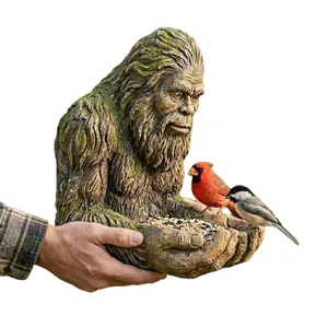Ταΐστρα πουλιών Bigfoot από ρητίνη αγαλματίδιο κήπου διακόσμηση Sasquatch