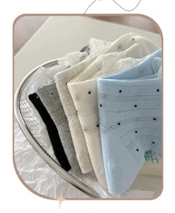 Cute Japanese style polka dot lace ruffle socks for women, breathable mesh short socks summer.