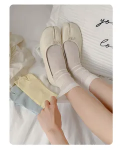 Chaussettes fines d'orteil pour femmes été respirantes deux orteils unies confortables chaussures