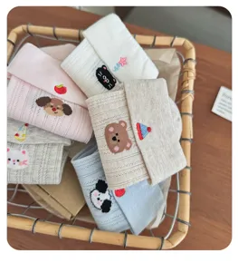 Detailed view of cute cartoon animal embroidered mesh socks, breathable summer slouch socks.