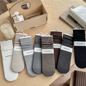 Damen Einfarbige Basic Wadenlange Slouch Socken Baumwollmischung Weich Atmungsaktiv Lässig Tägliche Mode Socke