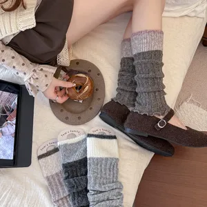 Korean style warm knitted leg warmers for women autumn winter thick cozy stacking socks