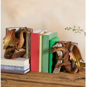 Gothic Dragon Bookends Resin Book Stopper Fantasy Mythical Book Shelf Decor Office Desktop Ornament Gift