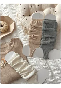 Koreanischer Stil einfarbige Steg Stulpen Herbst vielseitige Slouch Socken Damen.