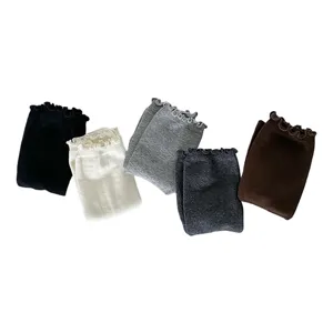 Women ruffle socks solid color Korean style stackable mid tube socks casual daily wear cute