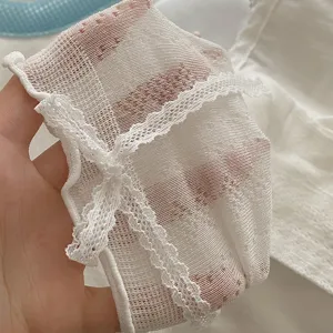 Chaussettes mi-mollet en dentelle transparente filet pour femme été nœud ruban élégant