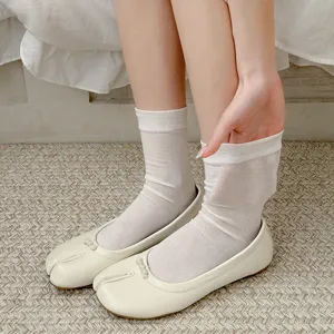 Femmes ete fin soie chaussettes orteils separes uni style japonais mode quotidienne doux