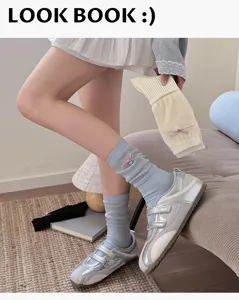 Chaussettes mi-hautes à nœud mignon pour femmes, chaussettes fines et souples, printemps et été.