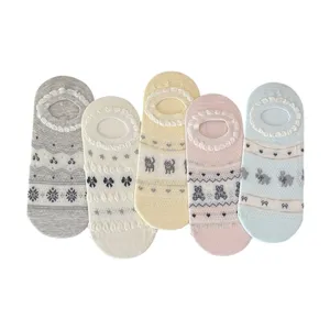 Japanese style cute cartoon women summer thin mesh breathable low cut invisible boat socks set