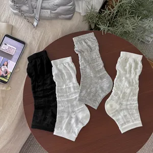 Women ballet style stirrup leg warmers sweet hollow bow summer thin breathable socks