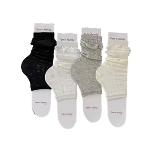 Ballet style stirrup leg warmers women sweet hollow bow mid tube socks summer thin breathable