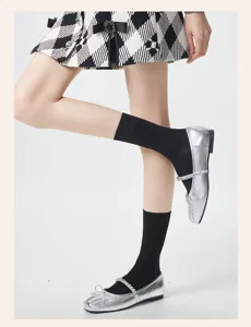 Dames zomer dunne ademende middellange sokken, Koreaanse stijl effen kleur veelzijdige mode.