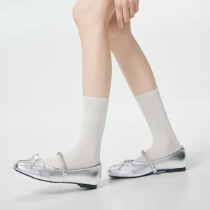 Witte halflange sokken vrouwen lente zomer ademend dun modal effen kleur basisstijl casual