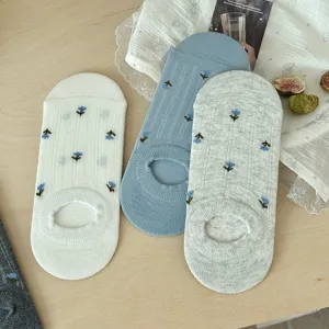 Femmes été mince floral invisible chaussettes mignon antidérapant coupe basse bas