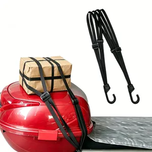 Heavy duty elastic bungee cords with hooks for motorcycle helmet and luggage cargo secure strap.