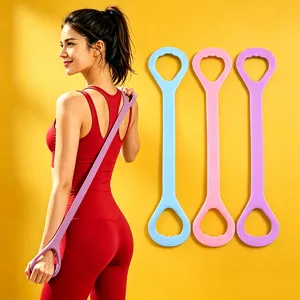 Figure 8 resistance band detail for home fitness, yoga training, and back stretching.
