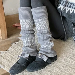 Vintage Fair Isle Strick Stulpen Für Damen Koreanische Slouchy Warme Lange Socken Ärmel Geometrische Muster Herbst Winter Stiefelmanschetten