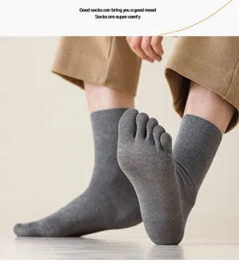 Herren graue Fünf-Zehen-Socken atmungsaktiv Komfort Mid-Tube Zehensocken Alltag Freizeit