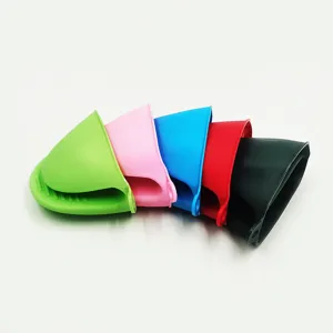 Colorful silicone heat resistant pinch mitts for kitchen, oven, and microwave use.