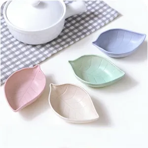 Wheat straw leaf shaped small dishes set multi color kitchen sauce seasoning plates table ware