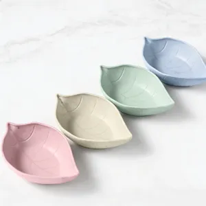Wheat straw leaf-shaped small dish condiment plate, kitchen sauce and vinegar dish set.