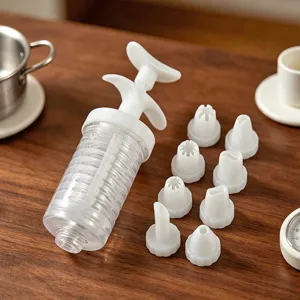 Plastic icing syringe set with 8 nozzles cookie press baking tool for kitchen cake decorating