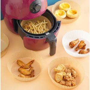 Air Fryer Disposable Paper Liner Non-Stick Silicone Oil Parchment Paper Round Baking Mat for Microwave Roasting Cooking