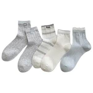 Spring summer thin women socks cute puppy patch short tube sweet style casual hosiery set