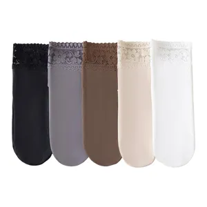 Womens lace trim short socks solid color thermal ankle socks multi pack comfortable